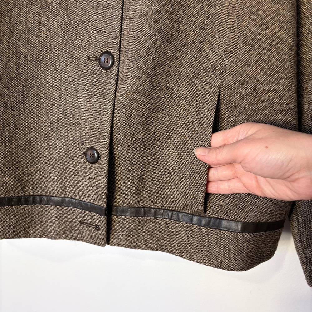 Pendleton Dark Brown Wool Blazer Jacket Leather T… - image 7